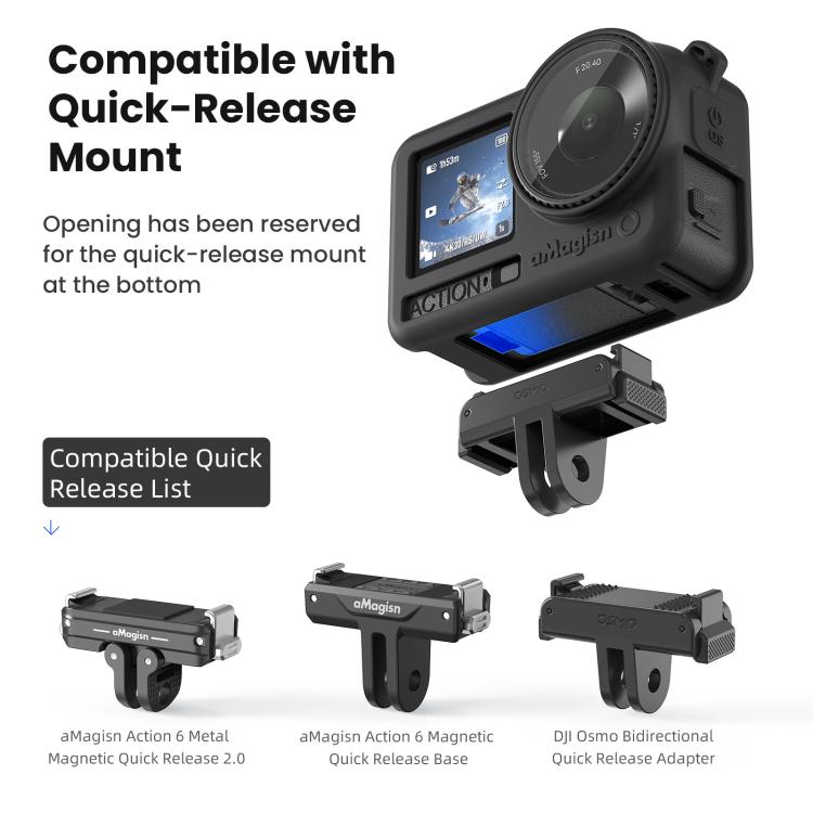 Funda de silicona aMagisn con tapa para lente y cubierta protectora antiarañazos para DJI Osmo Action 6