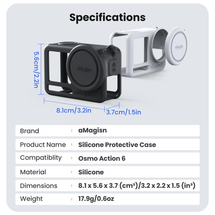 Funda de silicona aMagisn con tapa para lente y cubierta protectora antiarañazos para DJI Osmo Action 6