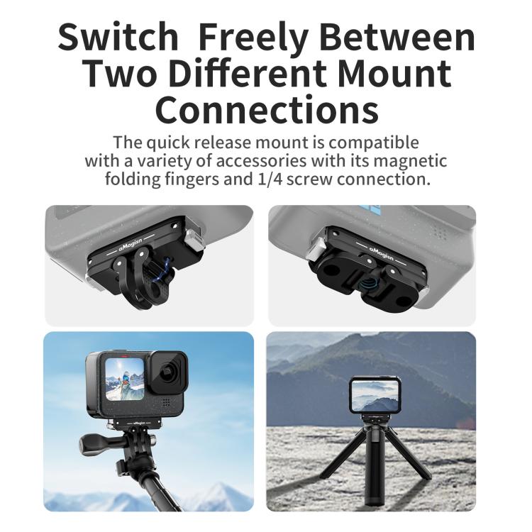 Kit de liberación rápida magnética de metal aMagisn para GoPro HERO12 Black /11 Black /11 Black mini /10 Black /9 Black /8 Black / Max