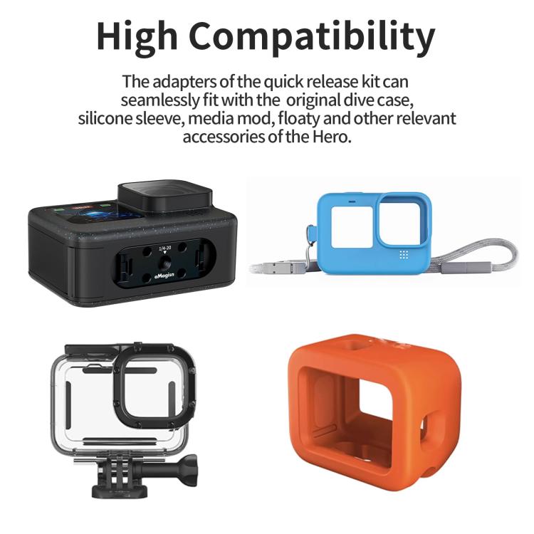 Kit de liberación rápida magnética de metal aMagisn para GoPro HERO12 Black /11 Black /11 Black mini /10 Black /9 Black /8 Black / Max