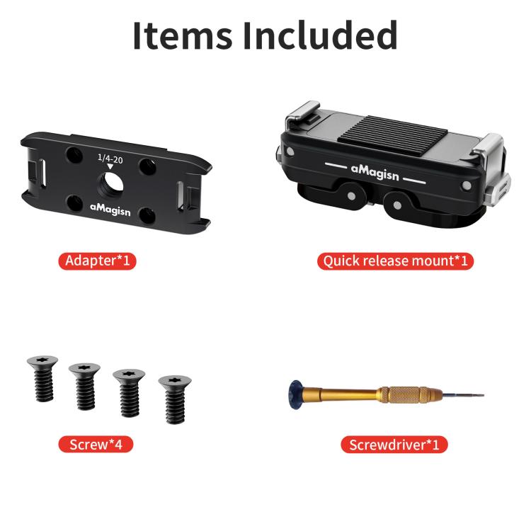 Kit de liberación rápida magnética de metal aMagisn para GoPro HERO12 Black /11 Black /11 Black mini /10 Black /9 Black /8 Black / Max