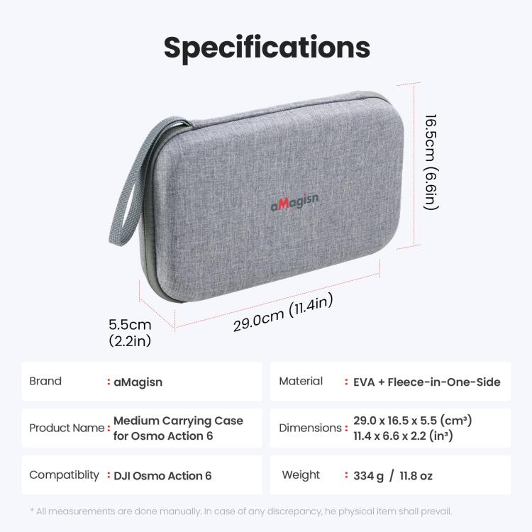 Estuche rígido mediano aMagisn para DJI Osmo Action 6 con inserto de espuma extraíble., For DJI Osmo Action 6