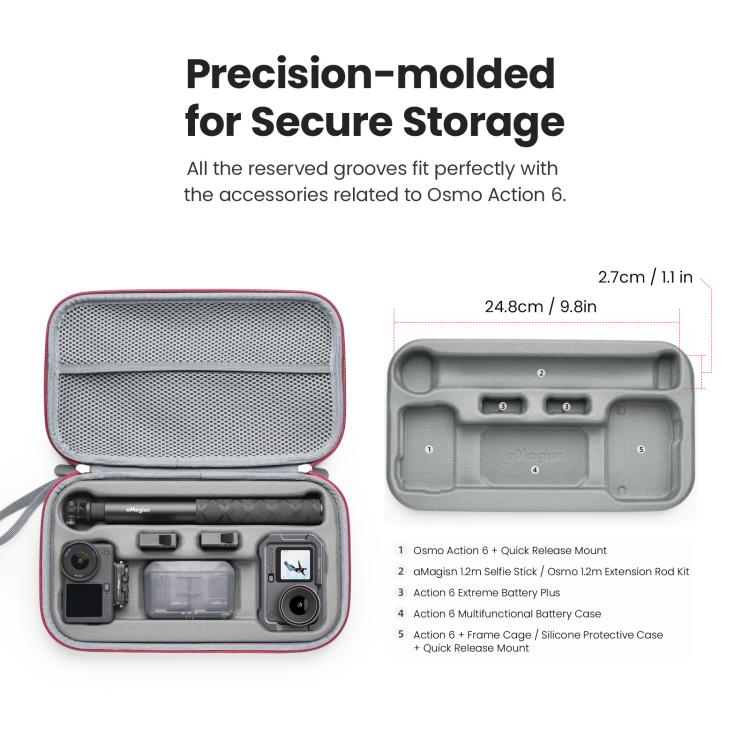 Estuche rígido mediano aMagisn para DJI Osmo Action 6 con inserto de espuma extraíble., For DJI Osmo Action 6