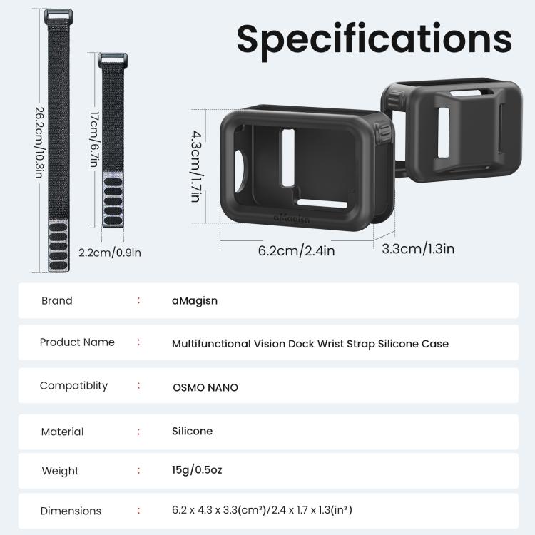 Funda de silicona aMagisn con correa de muñeca multifuncional para la base de conexión DJI Osmo Nano Vision Dock.