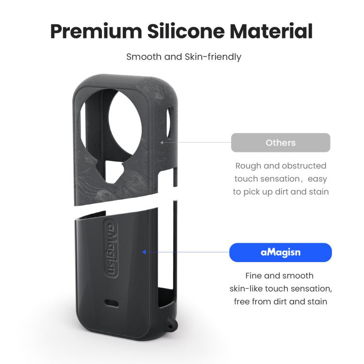 Para la cámara Insta360 X4 Air, aMagisn Silicone Case Black, aMagisn Silicone Case Gray, aMagisn Silicone Case & Lens Cap Black, aMagisn Silicone Case & Lens Cap Gray