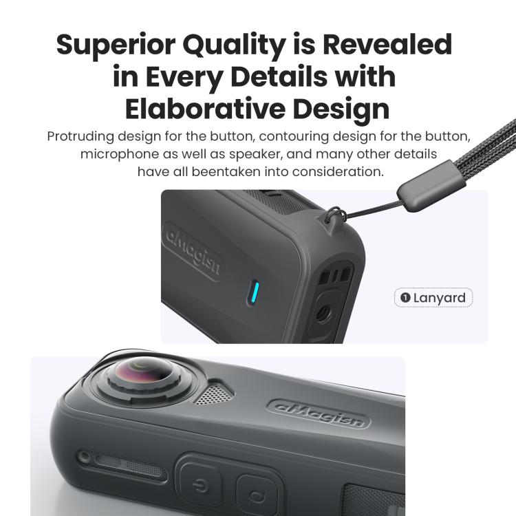Para la cámara Insta360 X4 Air, aMagisn Silicone Case Black, aMagisn Silicone Case Gray, aMagisn Silicone Case & Lens Cap Black, aMagisn Silicone Case & Lens Cap Gray
