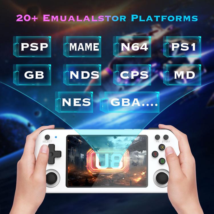 Consola de juegos portátil retro U8 de código abierto con pantalla IPS HD de 4 pulgadas., 64G, 128G