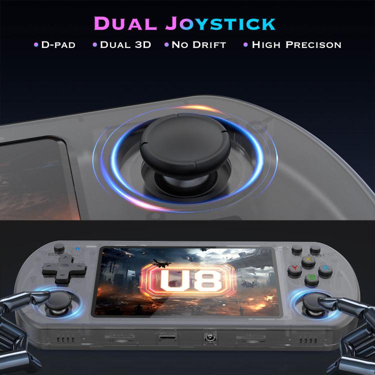 Consola de juegos portátil retro U8 de código abierto con pantalla IPS HD de 4 pulgadas., 64G, 128G