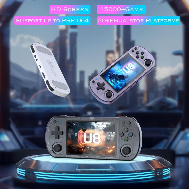 Consola de juegos portátil retro U8 de código abierto con pantalla IPS HD de 4 pulgadas., 64G, 128G
