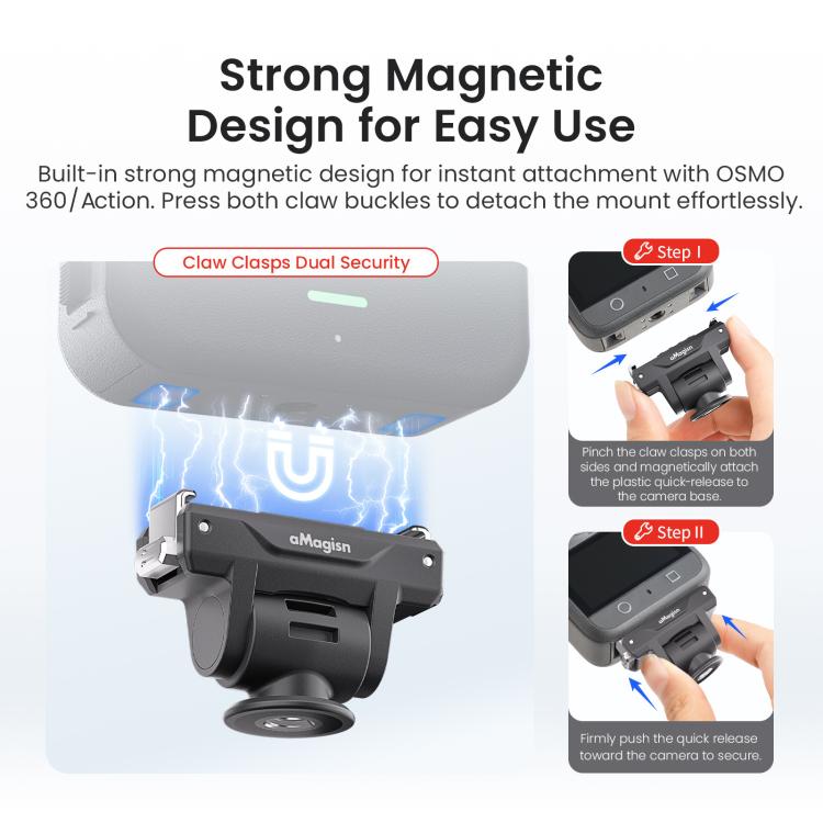 Adaptador de liberación rápida ajustable AMagisn para DJI Osmo 360/Action 5 Pro/4/3 - Interruptor de perspectiva rápida de 4 niveles, PD15