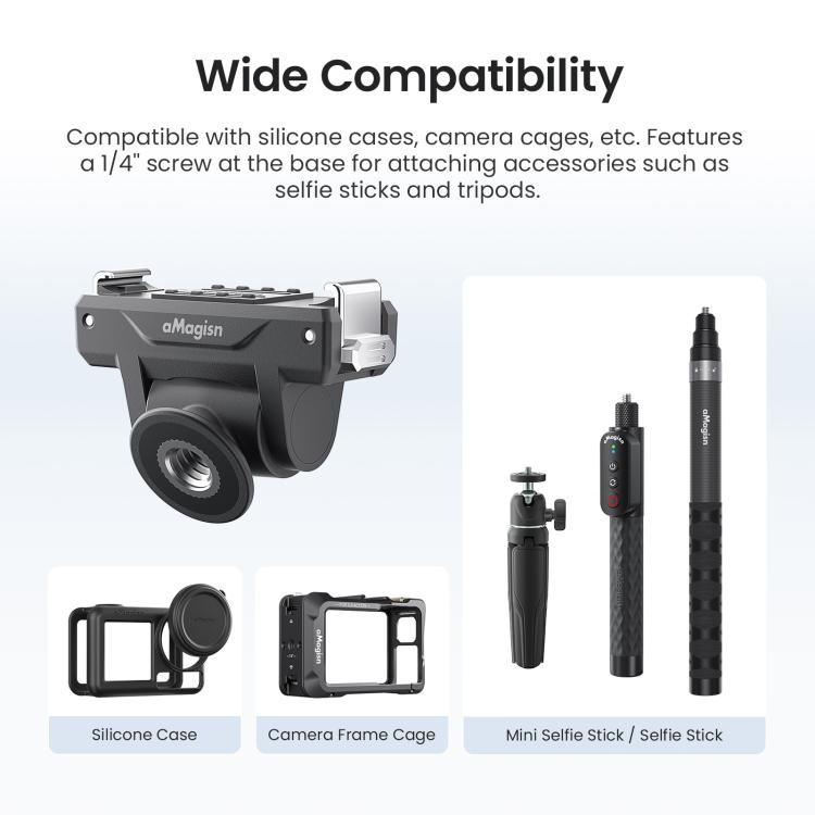 Adaptador de liberación rápida ajustable AMagisn para DJI Osmo 360/Action 5 Pro/4/3 - Interruptor de perspectiva rápida de 4 niveles, PD15