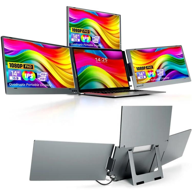 Pantalla de extensión para portátil con conexión de un solo cable y triple pantalla, resolución 1080p., 14 inch, 15.6 inch