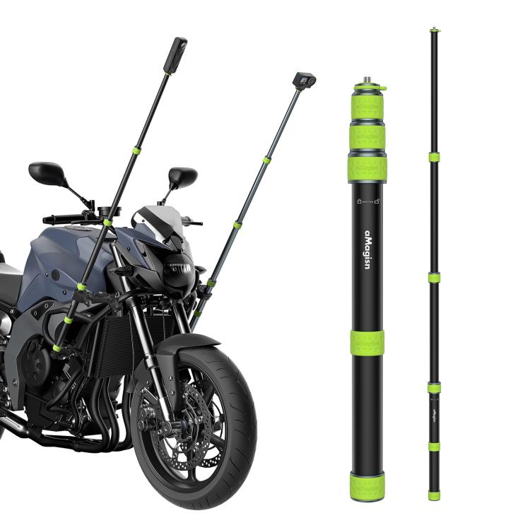 aMagisn Palo telescópico de aluminio de 1,1 m para selfies, ideal para fotografía de ciclismo y cámara. Monopié, Only Stick, With Trekking Pole Tip