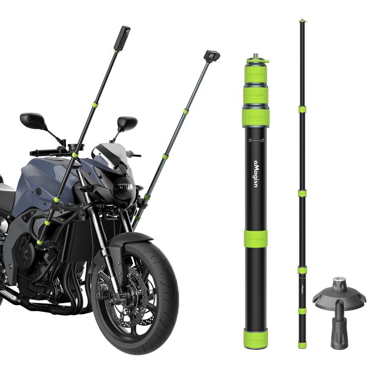 aMagisn Palo telescópico de aluminio de 1,1 m para selfies, ideal para fotografía de ciclismo y cámara. Monopié, Only Stick, With Trekking Pole Tip