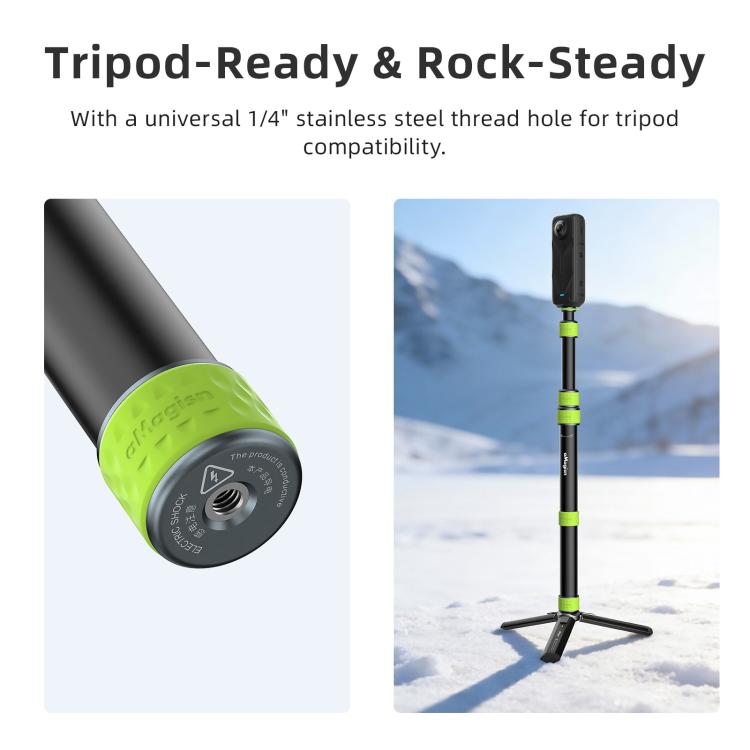 aMagisn Palo telescópico de aluminio de 1,1 m para selfies, ideal para fotografía de ciclismo y cámara. Monopié, Only Stick, With Trekking Pole Tip