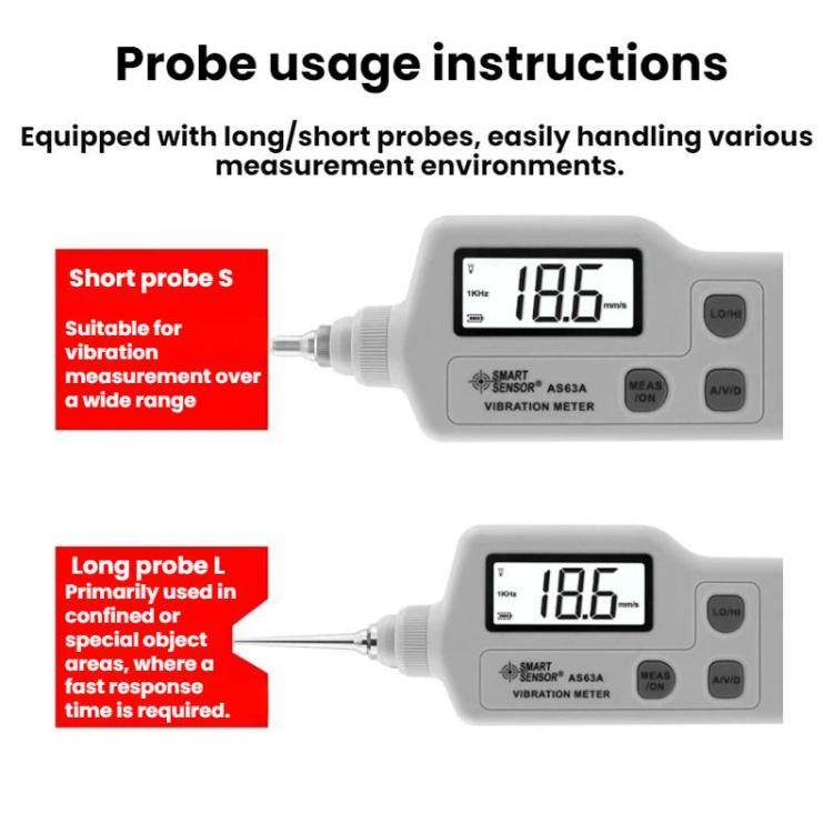 Analizador de vibraciones de motor portátil SMART SENSOR, SMART SENSOR AS63A