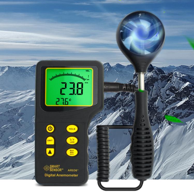Anemómetro SMART SENSOR con caja de herramientas de transporte, SmartSensor AR836+