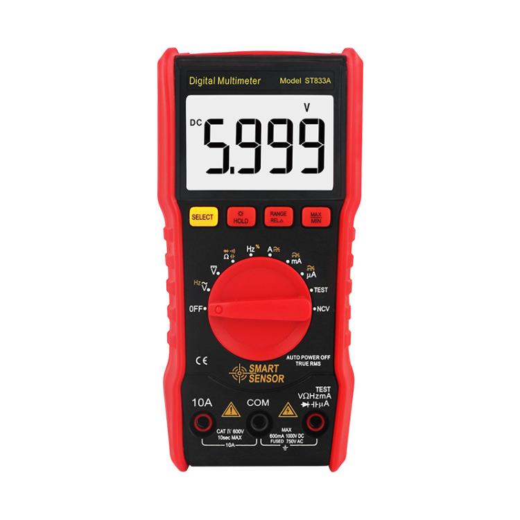 Multímetro digital automático portátil multifuncional de alta precisión SMART SENSOR, ST833A