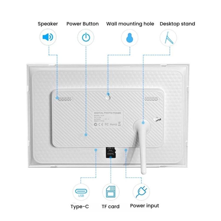 Calendario digital inteligente WiFi de 10,1 pulgadas con pantalla táctil y control mediante aplicación., EU Plug, US Plug, UK Plug, AU Plug