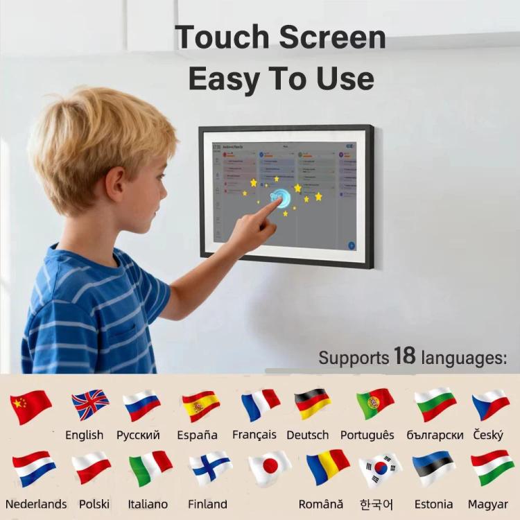 Calendario digital inteligente WiFi de 10,1 pulgadas con pantalla táctil y control mediante aplicación., EU Plug, US Plug, UK Plug, AU Plug