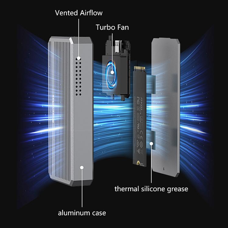 Carcasa externa USB4 para SSD con iluminación RGB y ventilador externo, lector de SSD M.2 NVMe, M280U4 PLUS