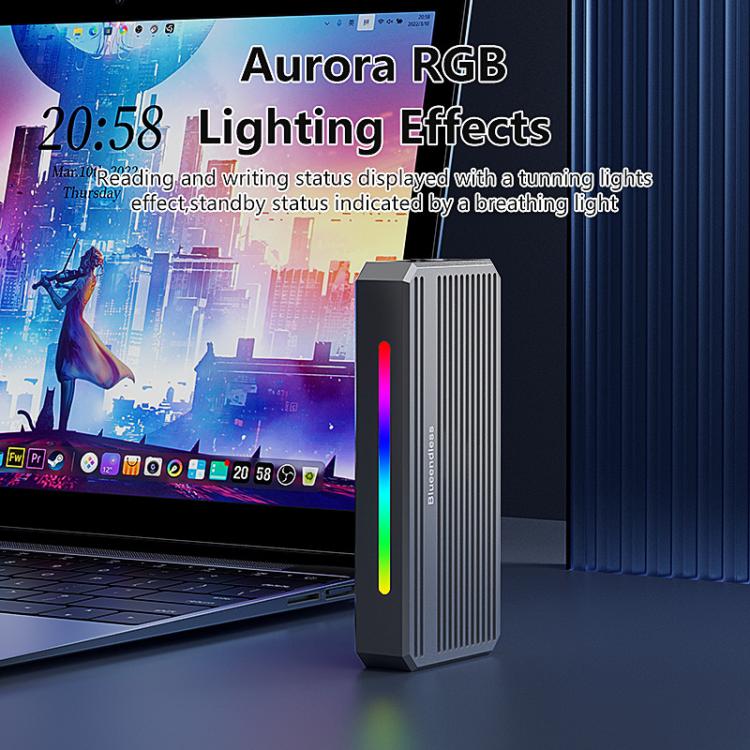 Carcasa externa USB4 para SSD con iluminación RGB y ventilador externo, lector de SSD M.2 NVMe, M280U4 PLUS