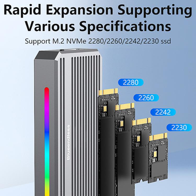 Carcasa externa USB4 para SSD con iluminación RGB y ventilador externo, lector de SSD M.2 NVMe, M280U4 PLUS
