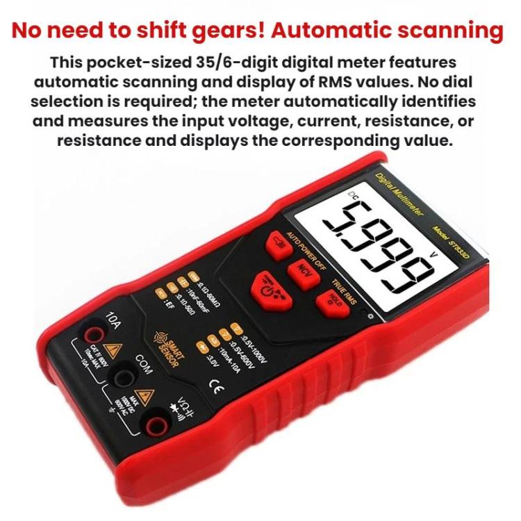 Multímetro digital automático portátil multifuncional de alta precisión SMART SENSOR, ST833D