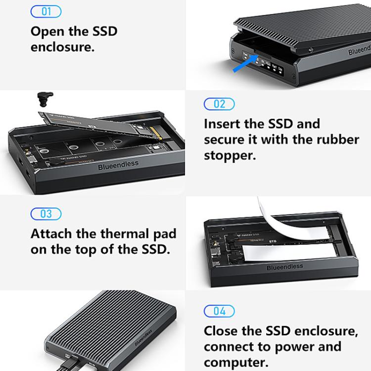 Carcasa para discos M.2 NVMe/SATA RAID de doble protocolo, carcasa portátil para SSD con copia sin conexión a 20 Gbps, DB280A3