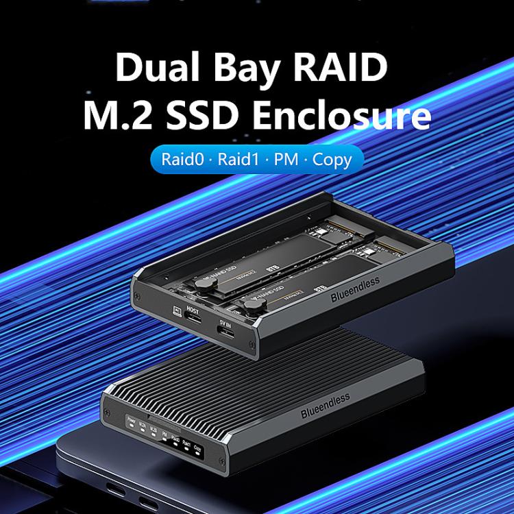 Carcasa para discos M.2 NVMe/SATA RAID de doble protocolo, carcasa portátil para SSD con copia sin conexión a 20 Gbps, DB280A3