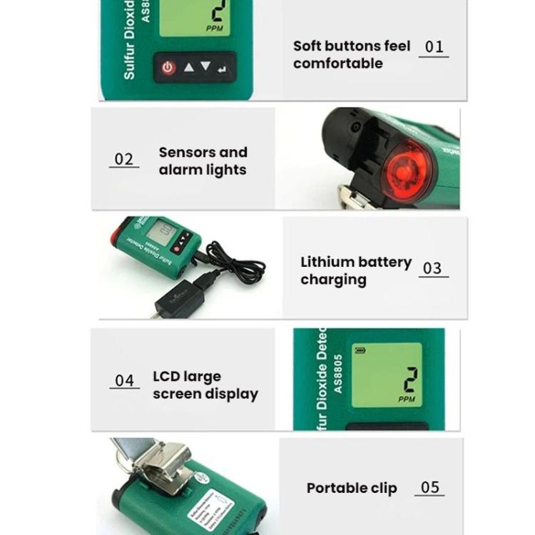 Detector digital de concentración de dióxido de azufre SMART SENSOR, AS8805