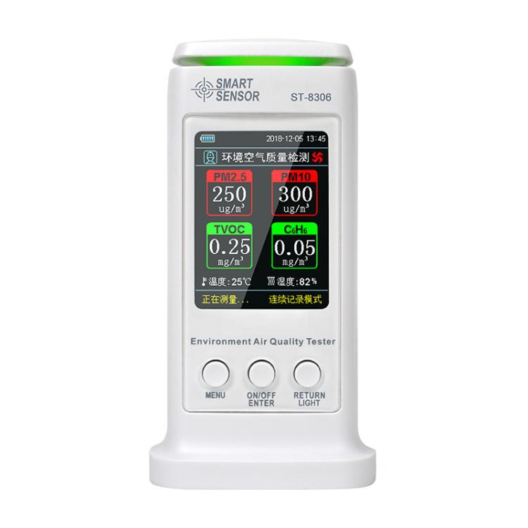 Detector de alarma de calidad del aire ambiental recargable SMART SENSOR para formaldehído, ST8306