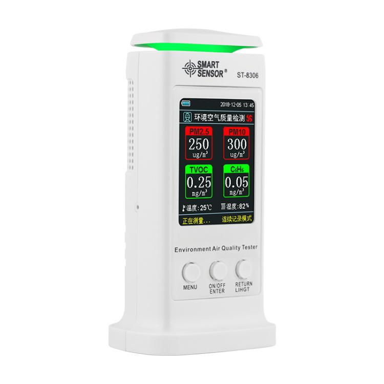 Detector de alarma de calidad del aire ambiental recargable SMART SENSOR para formaldehído, ST8306