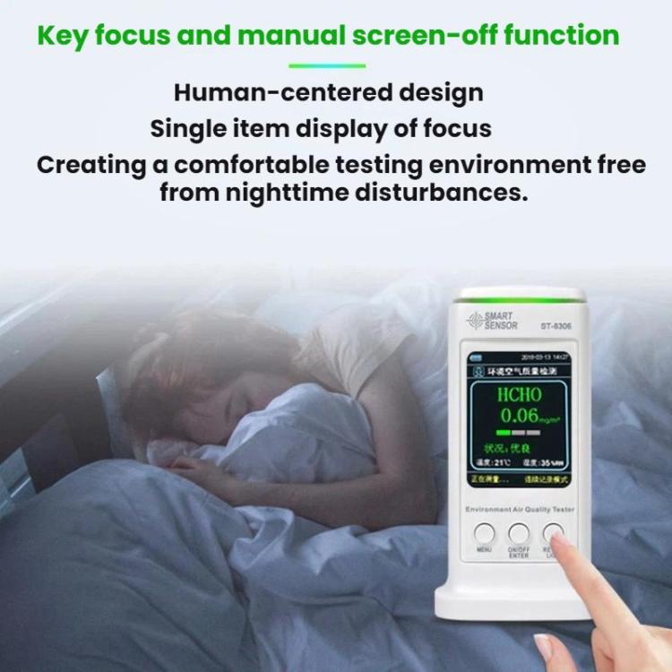 Detector de alarma de calidad del aire ambiental recargable SMART SENSOR para formaldehído, ST8306