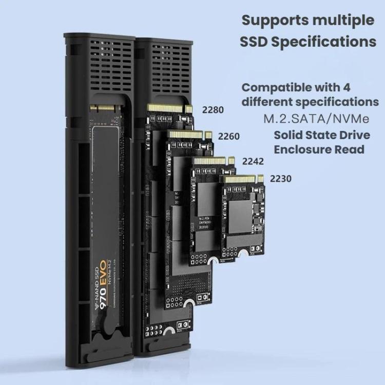 Carcasa portátil para disco duro con lector externo M.2 de doble bahía, Blueendless M2836SN M.2 SATA / NVMe, Blueendless M2826N M.2 NVMe x 2, Blueendless M2826SN M.2 NVMe+SATA, Blueendless M2826S M.2 SATA x 2