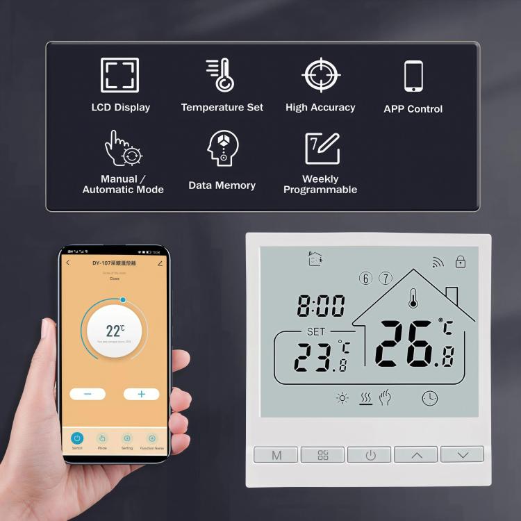 Termostato de suelo WIFI compatible con la aplicación Tuya Smart Home y control remoto para el regulador de temperatura de la calefacción por suelo radiante., 220V 16A, 220V 3A