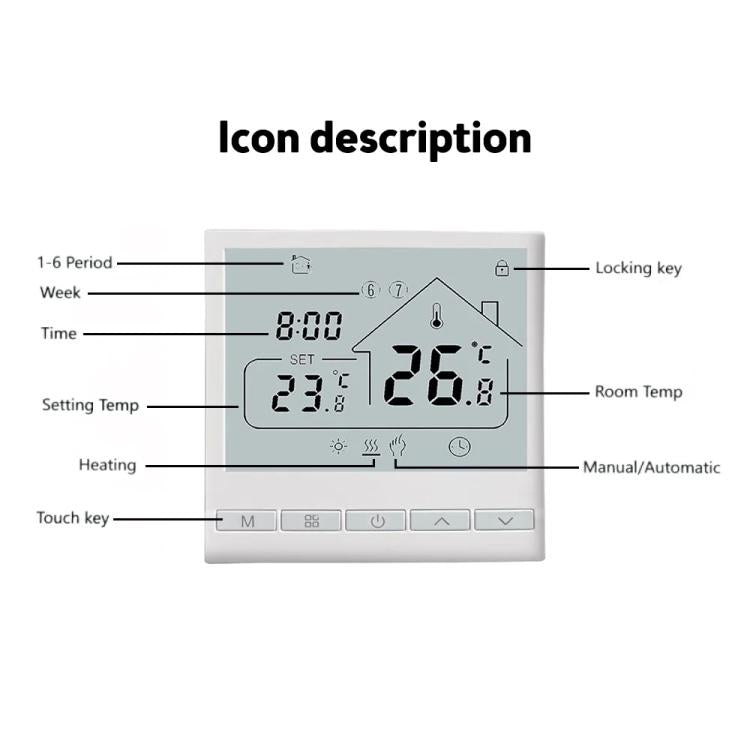 Termostato de suelo WIFI compatible con la aplicación Tuya Smart Home y control remoto para el regulador de temperatura de la calefacción por suelo radiante., 220V 16A, 220V 3A