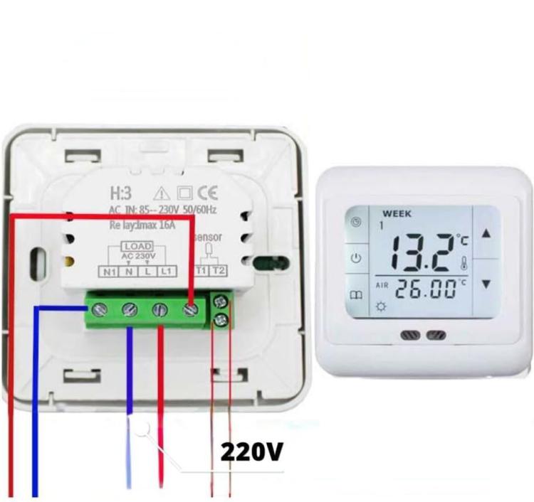 Termostato de suelo 16A Regulador de temperatura para calefacción por suelo radiante, No WiFi, WiFi Version