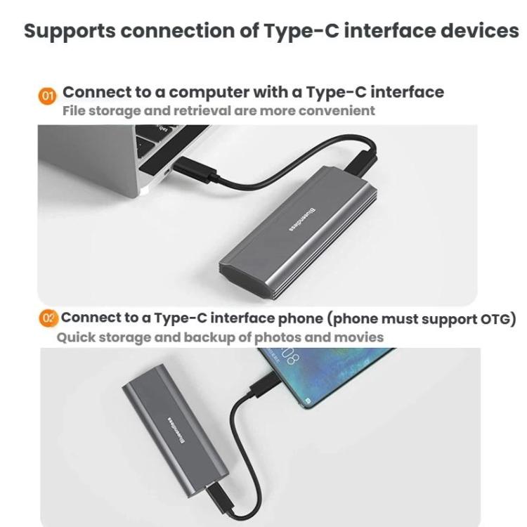 Carcasa portátil para disco duro Blueendless M.2 de doble protocolo NVMe/SATA, carcasa universal de aleación de aluminio para SSD, Curved With Type-C To USB Cable, Curved With 2 In 1 Cable, Striped With Type-C To USB Cable, Striped With 2 In 1 Cable