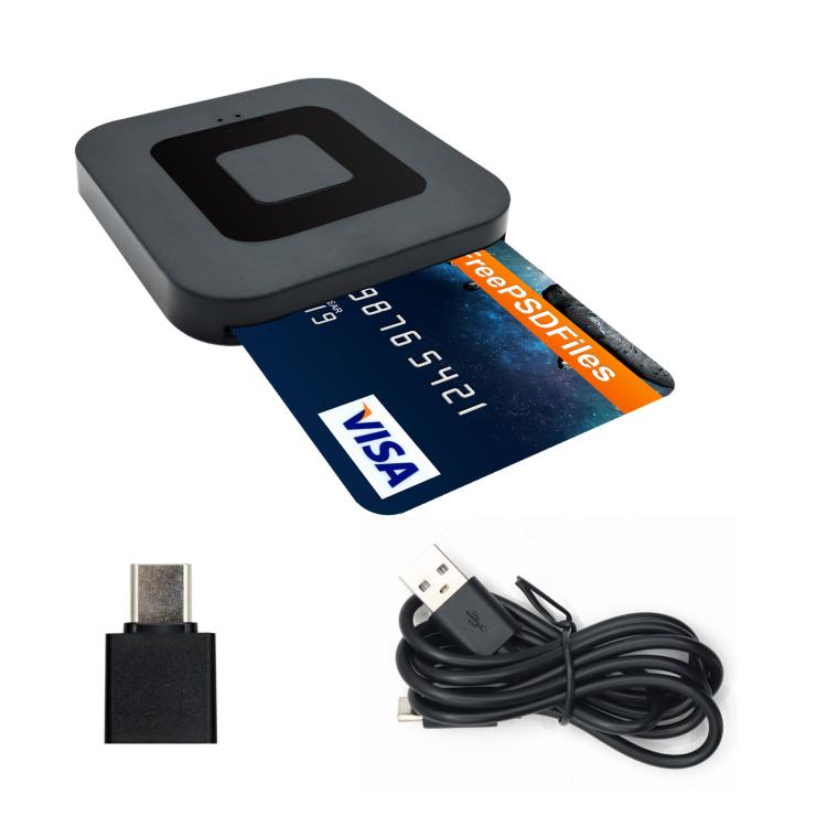 Lector de tarjetas inteligentes Square para tarjetas bancarias y tarjetas de almacenamiento para declaración de impuestos., USB, Type-C