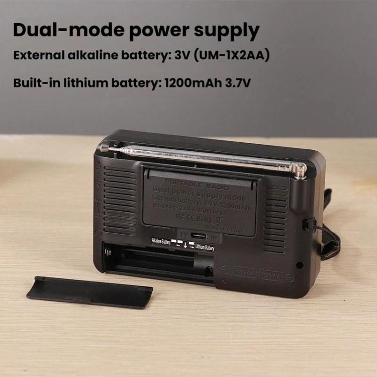 Radio portátil W-913 con puntero, doble alimentación, FM/AM/SW1-7, multibanda.