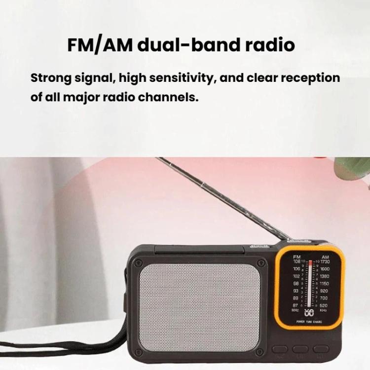Radio portátil W-916 con puntero táctil, luz de lectura y radio FM/AM de doble banda.