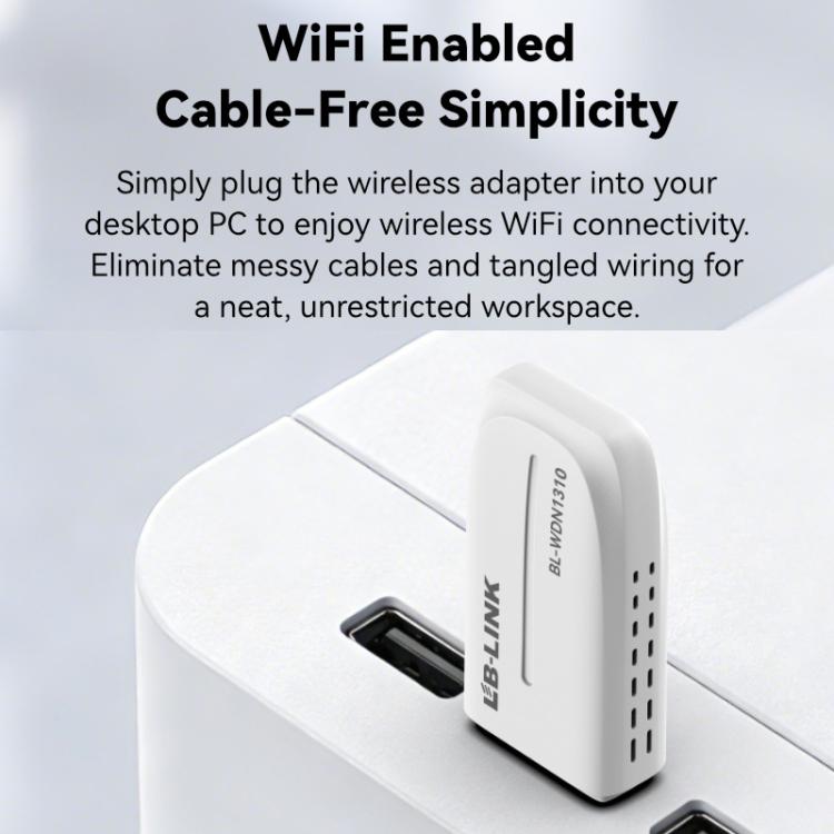 Adaptador de red inalámbrica de doble banda de 5 GHz para ordenadores de sobremesa/portátiles LB-LINK BL-WDN1310 de 1300 Mbps, sin necesidad de controladores, con receptor y transmisor USB. Tarjeta de red externa., BL-WDN1310