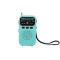 Radio portátil W-213 FM/AM con puntero y doble alimentación, con clip y linterna.