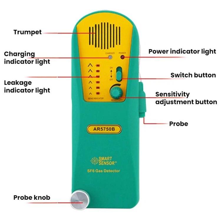 Detector de fugas de refrigerante SF6 para refrigeradores y aires acondicionados SMART SENSOR, SMART SENSOR AR5750B