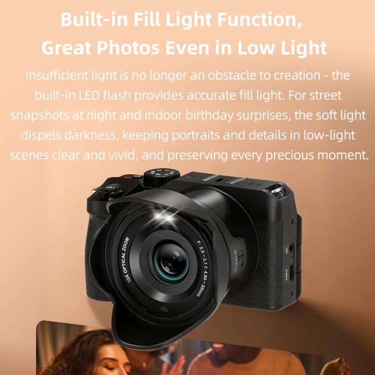 Videocámara digital WiFi G650 5K / 72MP con pantalla IPS de 2,8 pulgadas y zoom óptico de 12x., G650