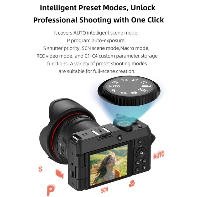 Videocámara digital WiFi G650 5K / 72MP con pantalla IPS de 2,8 pulgadas y zoom óptico de 12x., G650