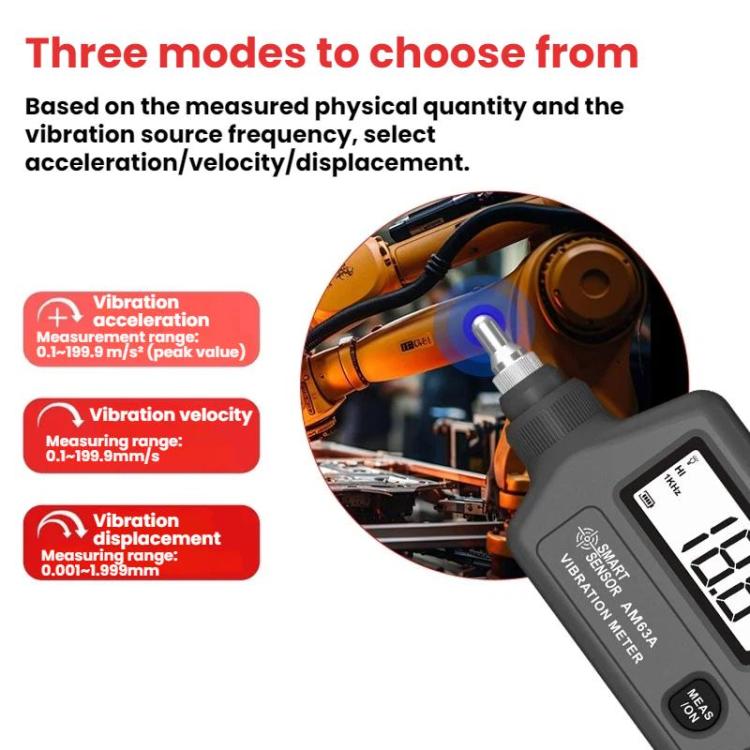 Medidor de vibración de motor portátil de alta precisión SMART SENSOR, a prueba de explosiones y de mano., SMART SENSOR AM63A