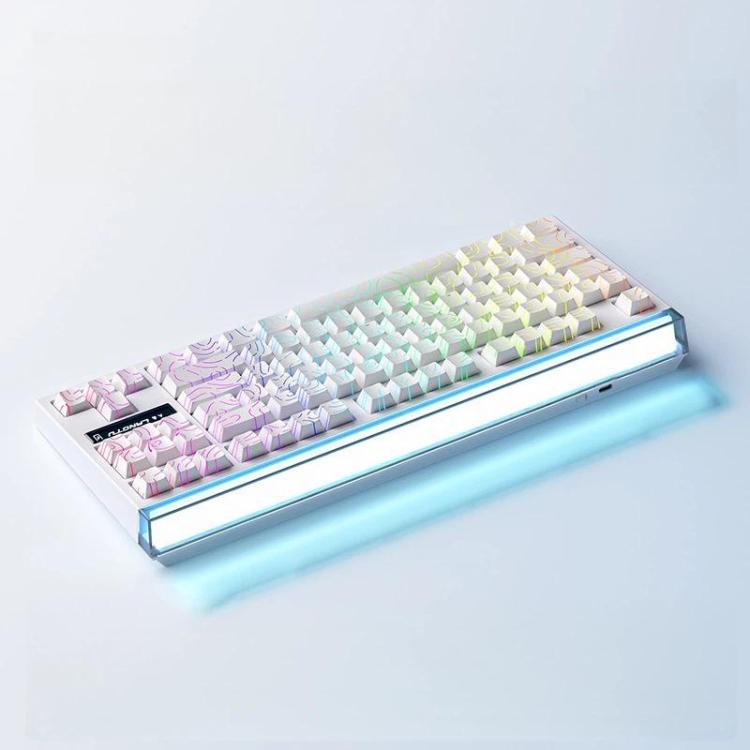 Teclado mecánico inalámbrico Bluetooth de triple modo LANGTU T87 con conexión en caliente para oficina y juegos., White Contour Line TTC Instant Gold Axis Dual 1K, Northern Lights Ropax Axis 2K Dual 1K Light                                             ...