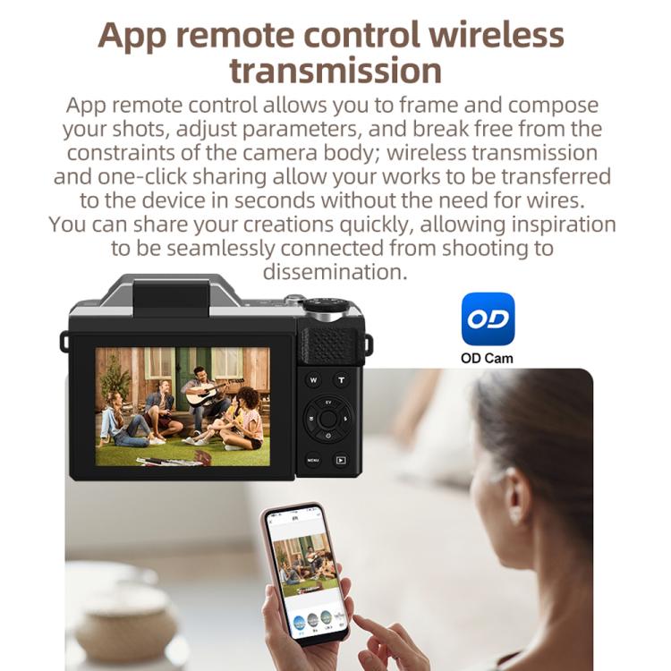 Cámara para vlogging D27 4K, 64 MP, zoom óptico de 6x, pantalla giratoria de 180 grados y conectividad WiFi., D27 Black, D27 Brown